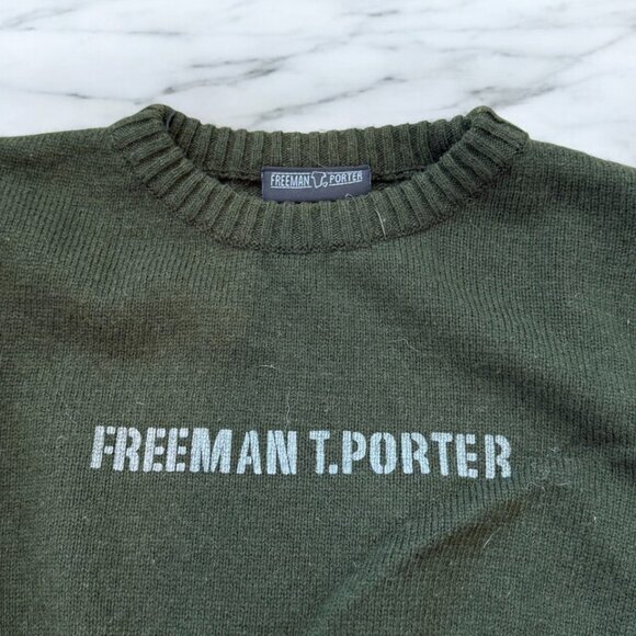 Vintage Freeman T. Porter Green Ribbed Wool Sweater No Size XS/S/M/L - Picture 3 of 10